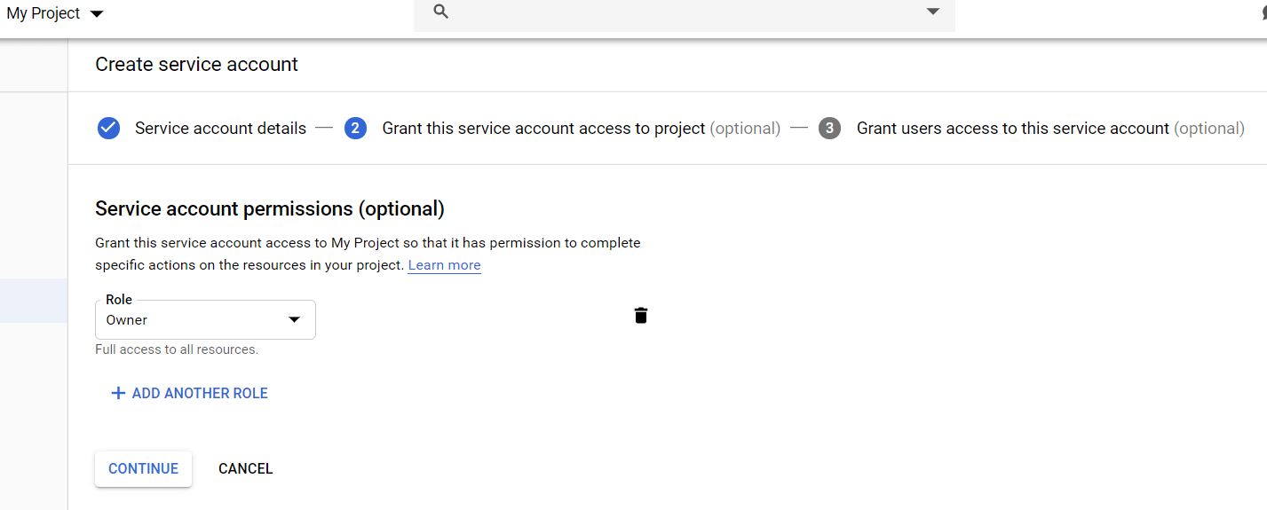 Aseta service accountin oikeukseksi owner