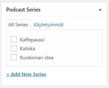 Podcastin oikea sarja on valittava