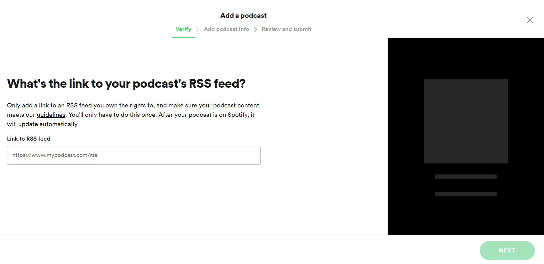 Lisää podcastin syöte Spotifyyn