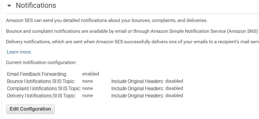 Amaxon SES: Notifikations ilmoitus
