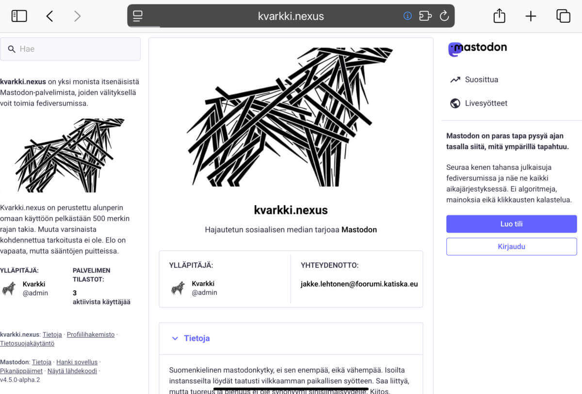 You are currently viewing Mastodon: 5+8 tunnin päivityspaniikki